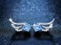 Miniatyrbillede 1 af 4: Blue Crystal Angel Wing Stud Earrings 925 Sterling Silver Women Jewellery New UK