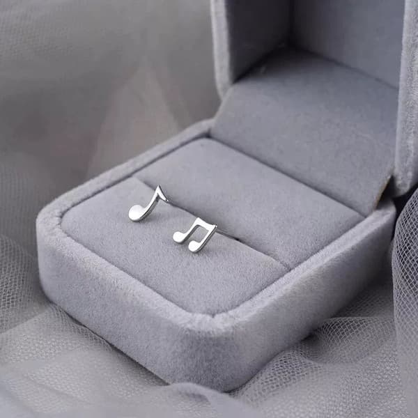 Music Notation Earrings 925 Sterling Silver Stud Women Girls Jewellery gift UK