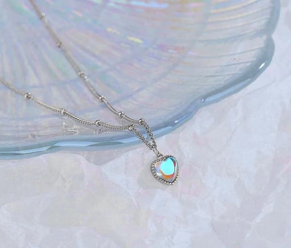 Heart Moonstone Pendant 925 Sterling Silver Chain Necklace Womens Jewellery Gift