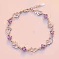 Miniatyrbilde 3 av 4: 925 Sterling Silver Crystal Heart Linked Charm Bracelet Women Girls Jewellery UK