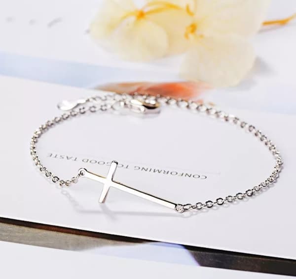 Cross Linked Charm 925 Sterling Silver Plt Bracelet Womens Girls Jewellery Gift