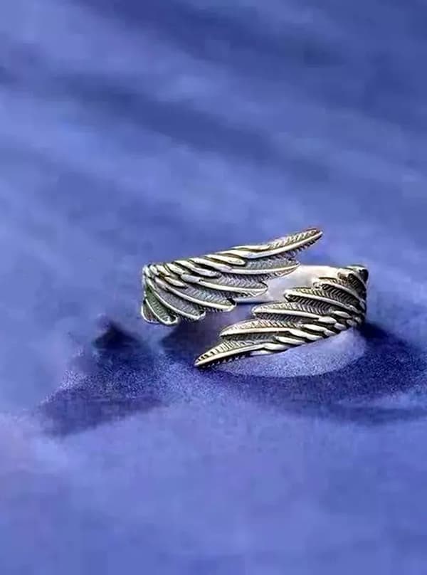 925 Sterling Silver Vintage Angel Wing Adjustable Ring Womens Jewellery Gift UK