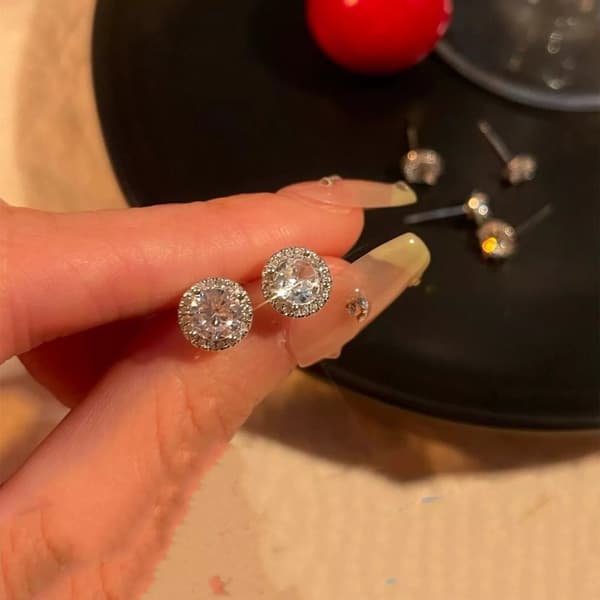 Crystal Stone Stud Earrings 925 Sterling Silver Womens Girls Jewellery New UK