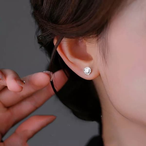 Crystal Stone Stud Earrings 925 Sterling Silver Womens Girls Jewellery New UK