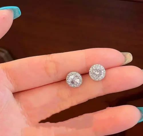 Crystal Stone Stud Earrings 925 Sterling Silver Womens Girls Jewellery New UK