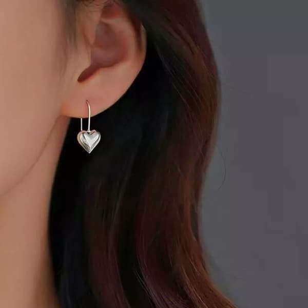 925 Sterling Silver Love Heart Drop Hoop Earrings Women Girls Jewellery Gift UK