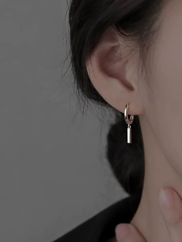 925 Sterling Silver Square Column Drop Hoop Earrings Womens Girls Jewellery UK