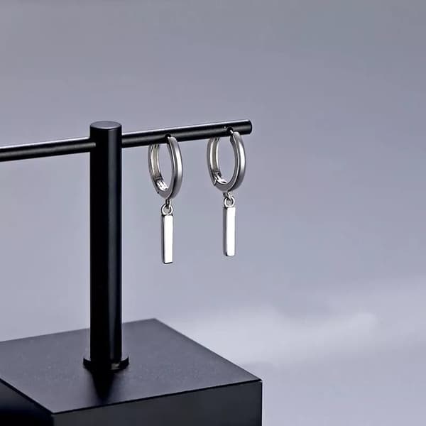 925 Sterling Silver Square Column Drop Hoop Earrings Womens Girls Jewellery UK