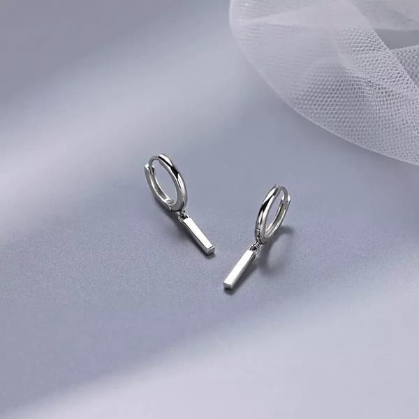 925 Sterling Silver Square Column Drop Hoop Earrings Womens Girls Jewellery UK