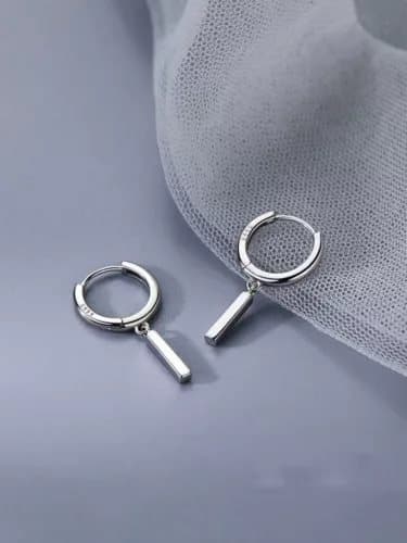 925 Sterling Silver Square Column Drop Hoop Earrings Womens Girls Jewellery UK