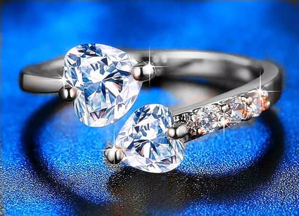 Double Heart Adjustable Ring 925 Sterling Silver Womens Girls Jewellery Gifts UK