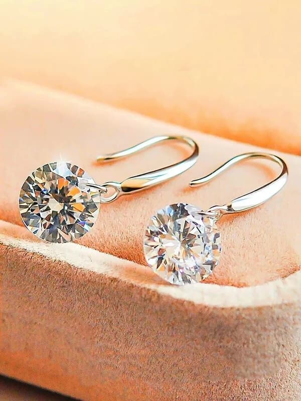 Crystal Stone Drop Hook Stud Earrings 925 Sterling Silver Womens Girls Jewellery