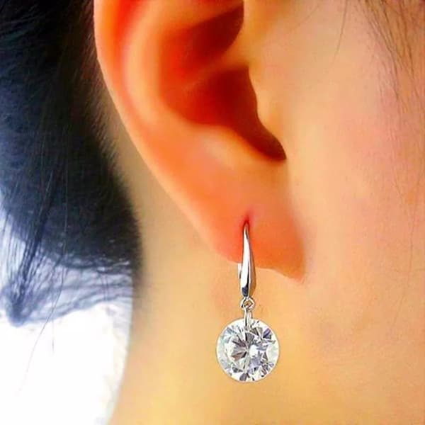 Crystal Stone Drop Hook Stud Earrings 925 Sterling Silver Womens Girls Jewellery