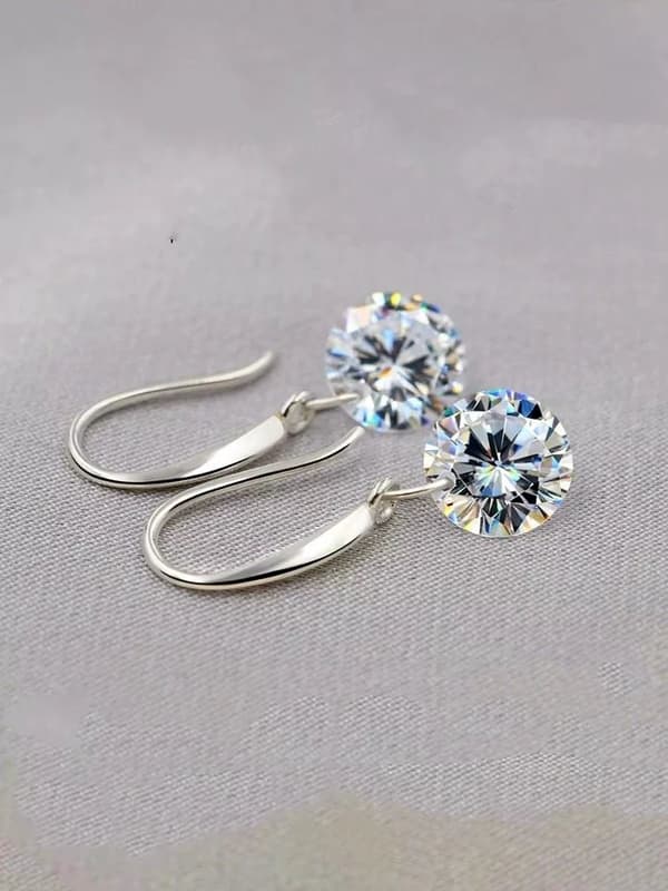 Crystal Stone Drop Hook Stud Earrings 925 Sterling Silver Womens Girls Jewellery