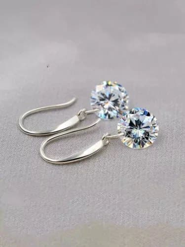Crystal Stone Drop Hook Stud Earrings 925 Sterling Silver Womens Girls Jewellery