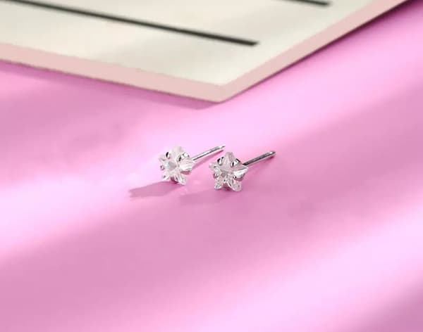 925 Sterling Silver Crystal Star Ear Stud Earrings Jewellery Women Girls Gift UK