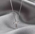 Miniatyrbilde 2 av 3: Tiny Cross Pendant 925 Sterling Silver Chain Necklace Womens Jewellery Gifts UK