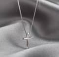 Miniatyrbilde 1 av 3: Tiny Cross Pendant 925 Sterling Silver Chain Necklace Womens Jewellery Gifts UK