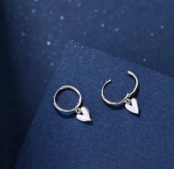 925 Sterling Silver Heart Polished Hoop Earrings Womens Girls Jewellery Gifts UK