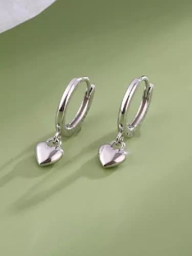 925 Sterling Silver Heart Polished Hoop Earrings Womens Girls Jewellery Gifts UK