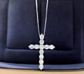 Miniatyrbild 3 av 3: Sparkly Crystal Cross Pendant Chain Necklace 925 Sterling Silver Jewellery Gifts
