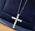 Miniatyrbild 2 av 3: Sparkly Crystal Cross Pendant Chain Necklace 925 Sterling Silver Jewellery Gifts