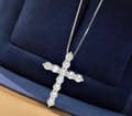 Miniatyrbild 1 av 3: Sparkly Crystal Cross Pendant Chain Necklace 925 Sterling Silver Jewellery Gifts