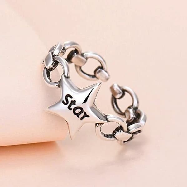 Vintage Fashion Star Adjustable Ring 925 Sterling Silver Women Girls Jewellery