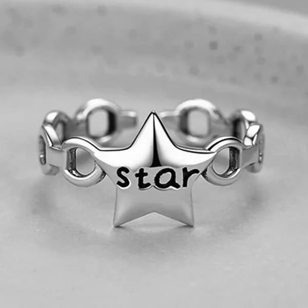 Vintage Fashion Star Adjustable Ring 925 Sterling Silver Women Girls Jewellery