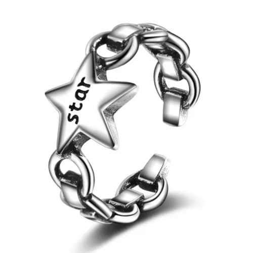 Vintage Fashion Star Adjustable Ring 925 Sterling Silver Women Girls Jewellery