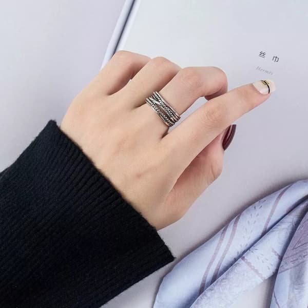 Braided Twisted Rope Adjustable Ring 925 Sterling Silver Women Mens Jewellery UK