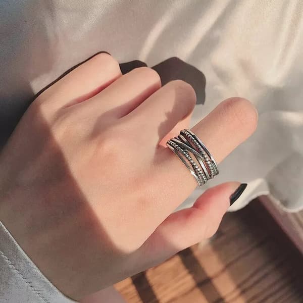 Braided Twisted Rope Adjustable Ring 925 Sterling Silver Women Mens Jewellery UK