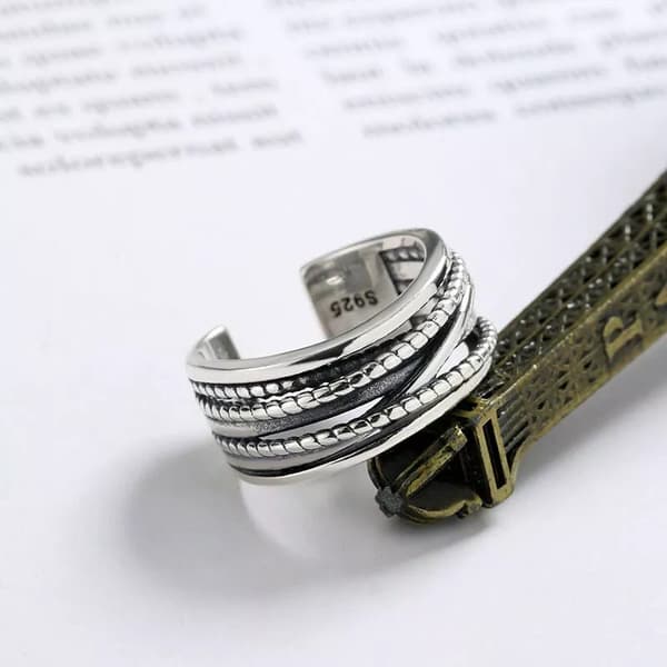 Braided Twisted Rope Adjustable Ring 925 Sterling Silver Women Mens Jewellery UK