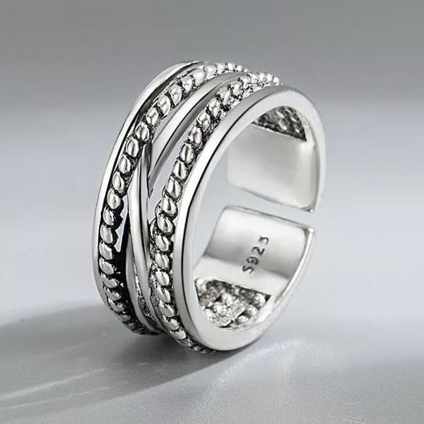 Braided Twisted Rope Adjustable Ring 925 Sterling Silver Women Mens Jewellery UK