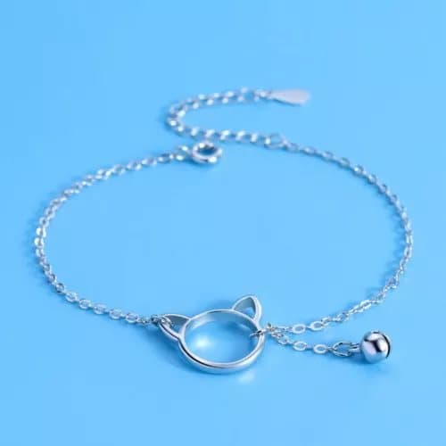 925 Sterling Silver Cute Kitty Charm Bracelet Girls Children Jewellery UK