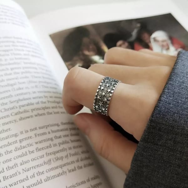 Vintage Little Star Adjustable Ring 925 Sterling Silver Women Girls Jewellery UK