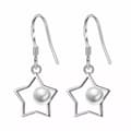 Miniatyrbillede 6 af 7: Women Girls Pearl Star Drop Hook Earrings 925 Sterling Silver Jewellery Gift