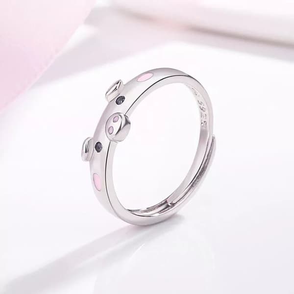 925 Sterling Silver Cute Piggy Little Finger Ring Womens Girls Jewellery Gift UK
