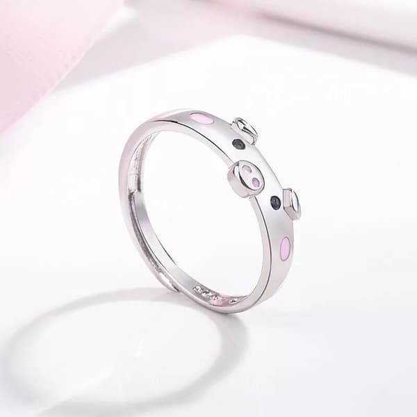 925 Sterling Silver Cute Piggy Little Finger Ring Womens Girls Jewellery Gift UK