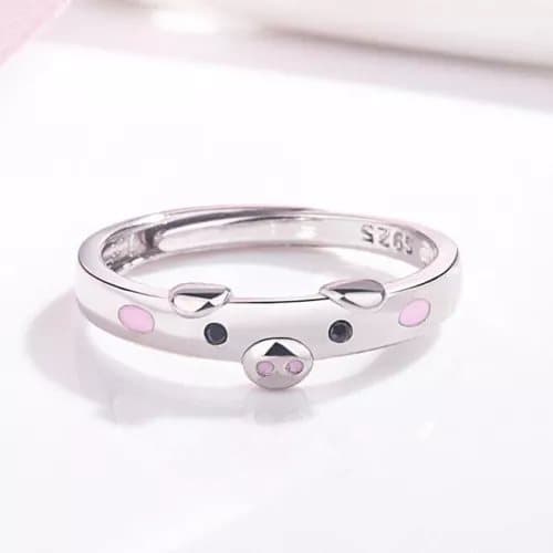 925 Sterling Silver Cute Piggy Little Finger Ring Womens Girls Jewellery Gift UK