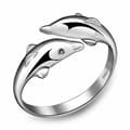Miniatyrbilde 2 av 5: Womens Girls Dolphin Hug Adjustable Ring 925 Sterling Silver Jewellery Gift