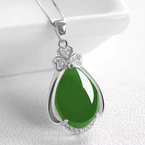 925 Sterling Silver Crystal Leaf Moonstone Pendant Necklace Women Jewellery UK