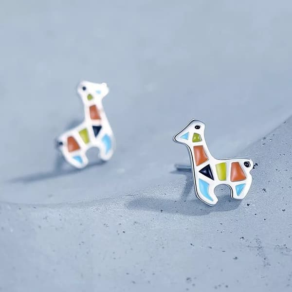 925 Sterling Silver Colourful Giraffe Butterfly Stud Earrings Womens Jewellery