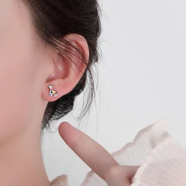 925 Sterling Silver Colourful Giraffe Butterfly Stud Earrings Womens Jewellery