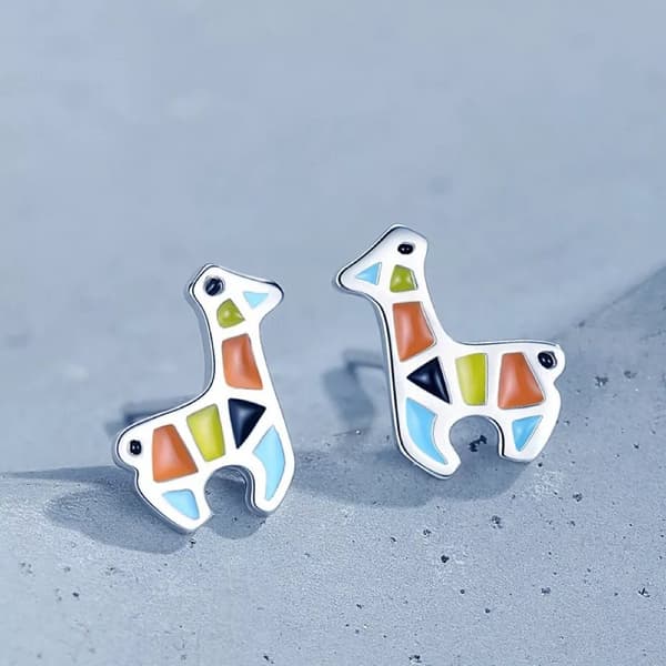 925 Sterling Silver Colourful Giraffe Butterfly Stud Earrings Womens Jewellery