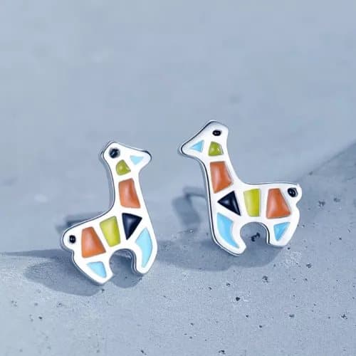 925 Sterling Silver Colourful Giraffe Butterfly Stud Earrings Womens Jewellery