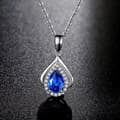 Miniatyrbilde 2 av 5: 925 Sterling Silver Blue Crystal Heart Ocean Pendant Necklace Womens Jewellery