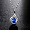 Miniatyrbilde 1 av 5: 925 Sterling Silver Blue Crystal Heart Ocean Pendant Necklace Womens Jewellery