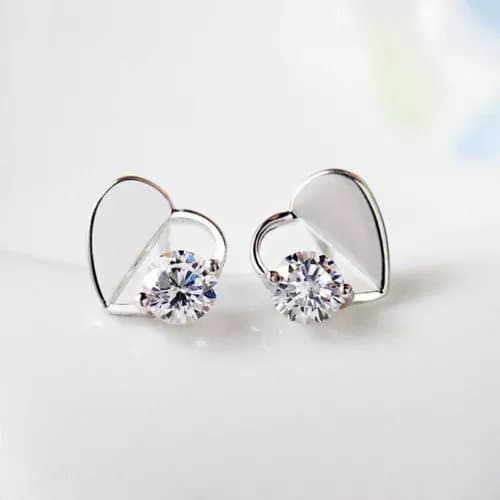 Women’s 925 Sterling Silver Crystal Hollow Heart Stud Earrings Valentine’s Gift