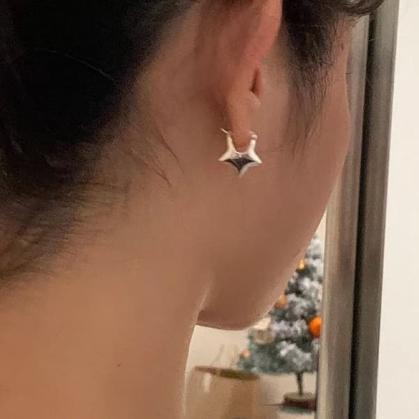 925 Sterling Silver Star Shaped Fashion Hoop Earrings Jewellery Women Girls Gift